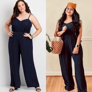 Maurices Navy Wide Leg Jumpsuit